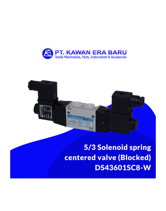 5/3 Solenoid spring centered valve (Blocked) Sub Base ISO Size 3. DS43601SC8-W